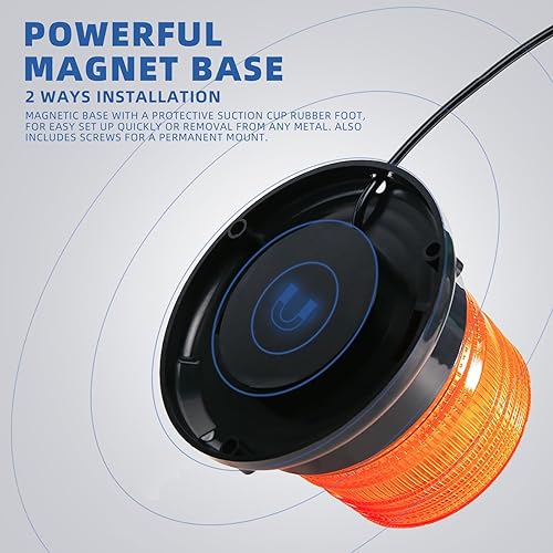 Miniatura 4 de Luces LED ámbar de 12-24 V de advertencia de seguridad intermitente de emergencia en carretera estroboscópica mini barra de luz con base magnética