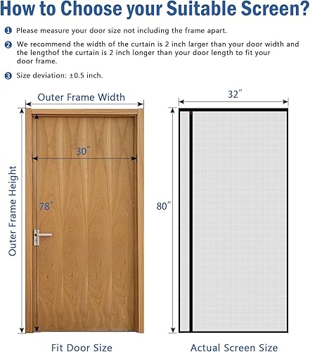 Miniatura 2 de WochiTV Malla reversible para puerta de 36 x 80 pulgadas, pantalla magnética de apertura lateral izquierda y derecha, tamaño de 38 x 82 pulgadas,