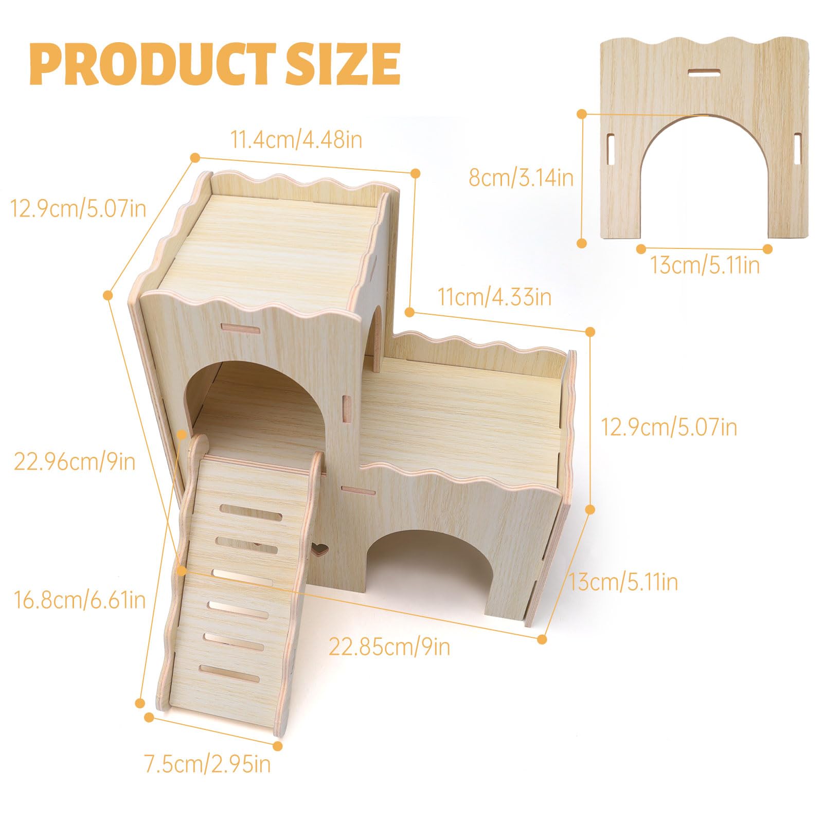 Holz Meerschweinchen Schloss Meerschweinchen Holzversteck mit Höhlentreppe Meerschweinchen Käfig Zubehör für Hamster (002)