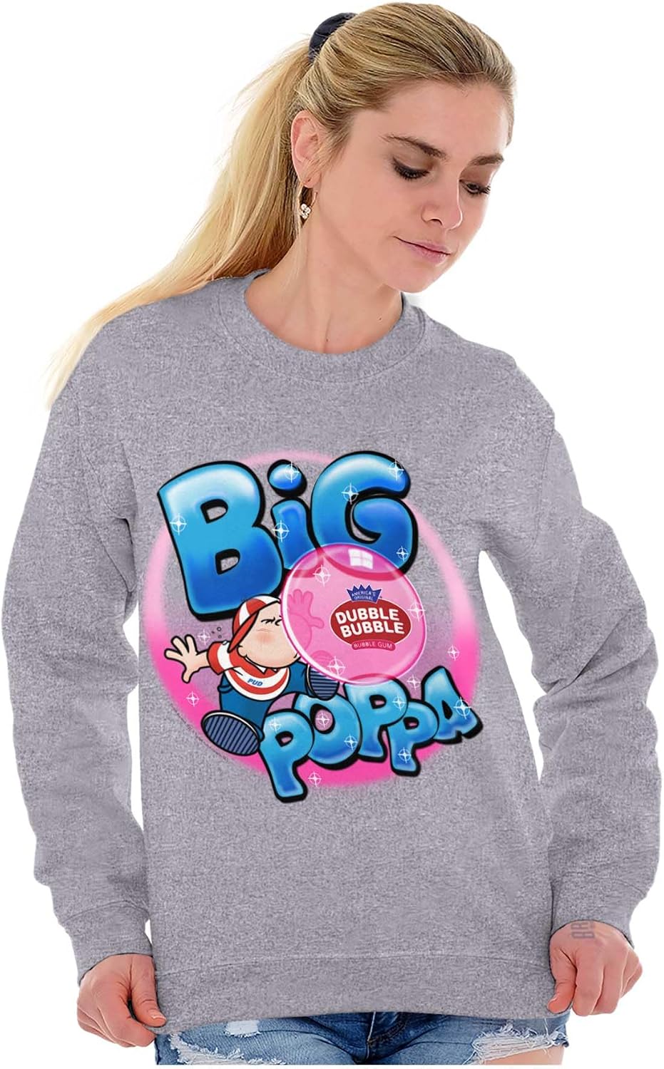 Brisco Brands Airbrushed Dubble Bubble Big Poppa Sweatshirt for Men or Women