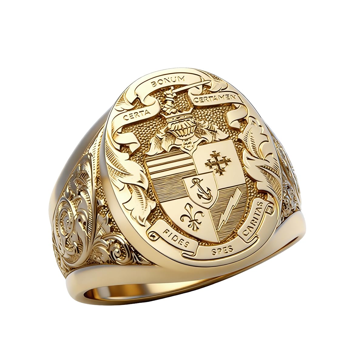 Vintage Coat of Arms Rings for Men Boy Custom Signet Statement Ring 14K Gold Plated Personalized Family Engraved Badge Ring Jewelry Graduation Party Birthday Gift for Women Father Dad-image-46