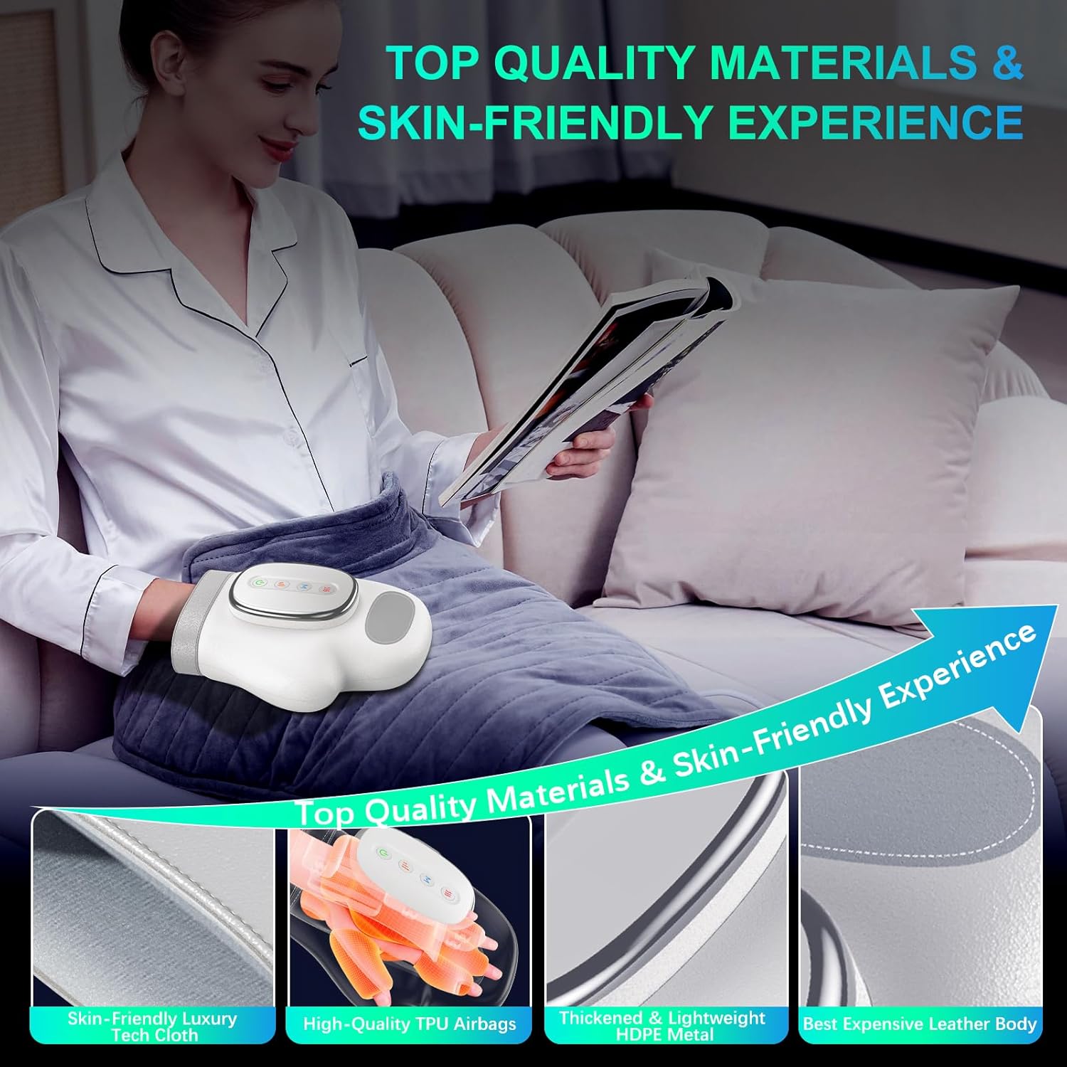 Professional Hand Massager with Heat Compression Therapy, 3 Massage 4 Temperatures 5 Compression Pain Relief Glove, Arthritis & Wrist Carpal Tunnel Neuropathy Circulation, Gifts for Women/Men - Image 5