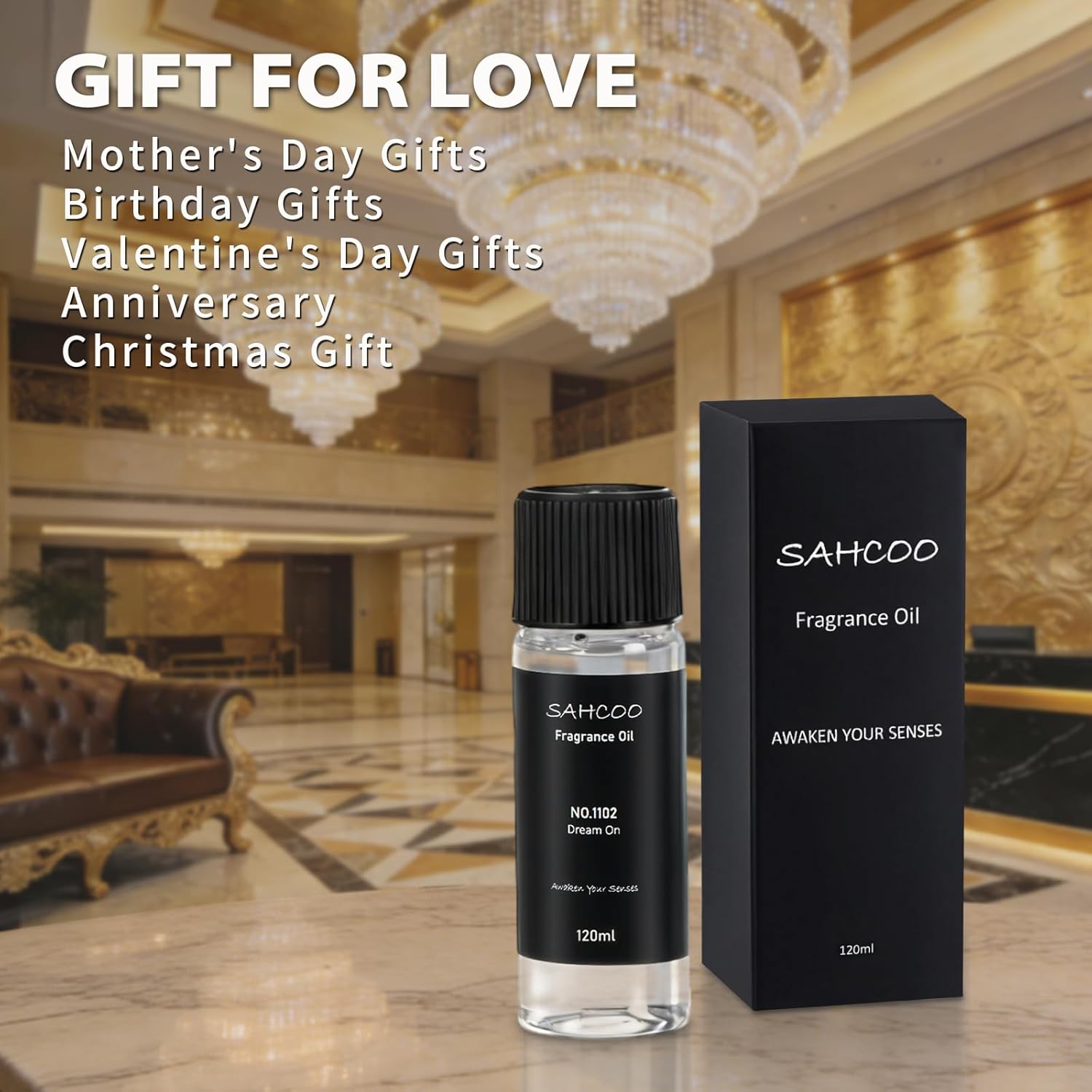 Hotel Diffuser Oil Set Inspired by 5-Star Hotel Scent, Most Popular Fragrance Oil 120ml, Natural Aromatherapy Oils for Cars & Home Products, Room Sprays (No.102 Dream On)