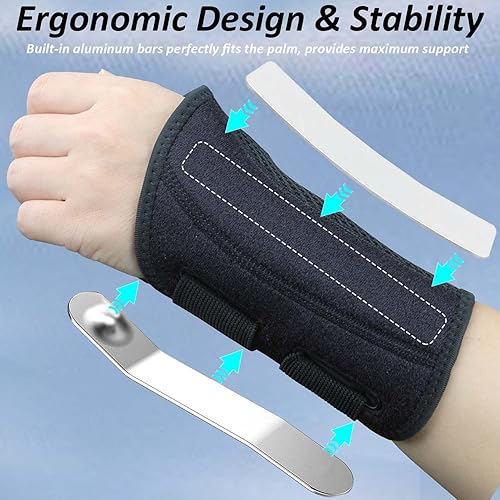 Miniatura 8 de Muñequera de compresión para hombres y mujeres, soporte de recuperación nocturna para dormir, férula de apoyo ajustable para dolor de muñeca, túnel
