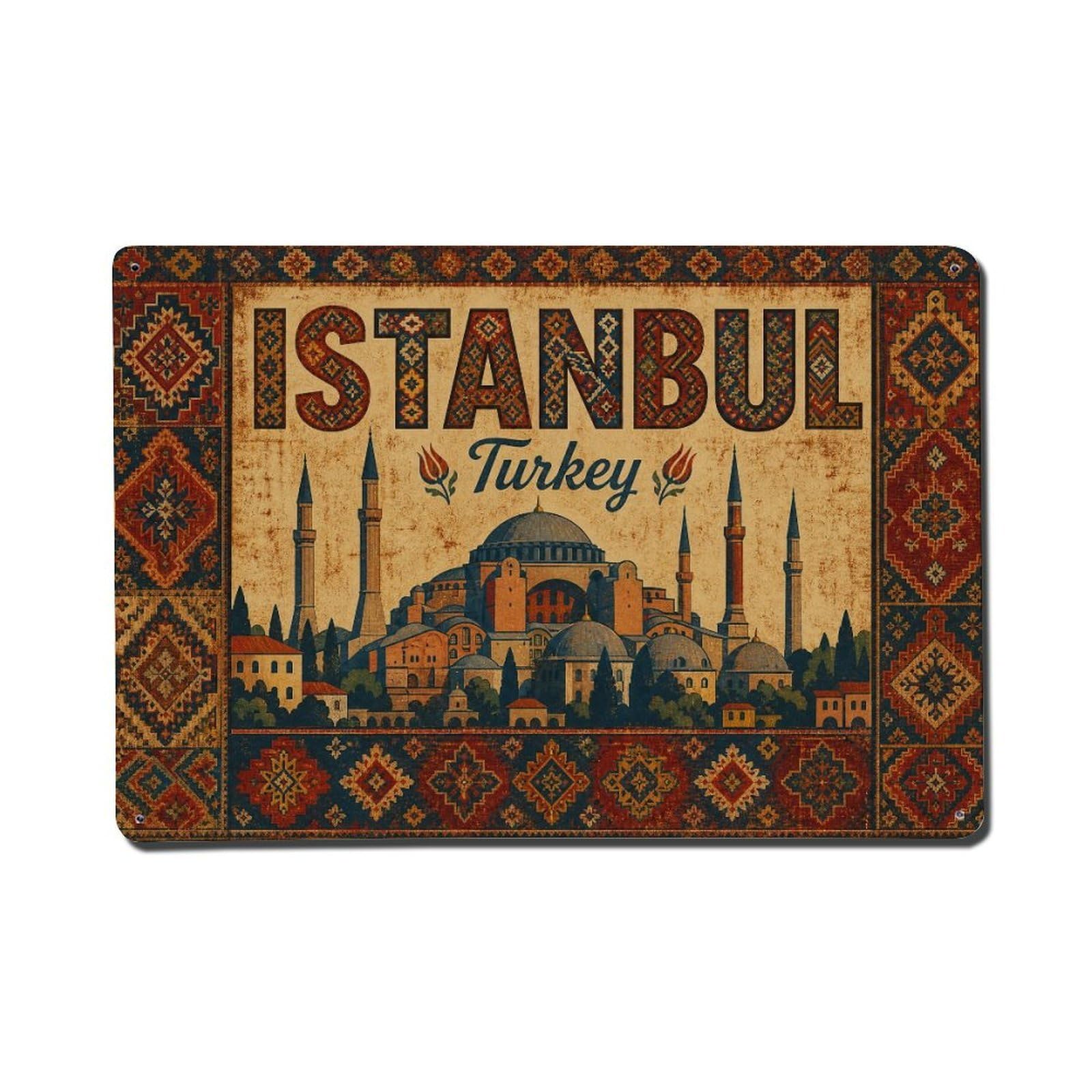 Gead 8X12inch Style Vintage Travel Istanbul Turkey Carpets Metal Tin Sign