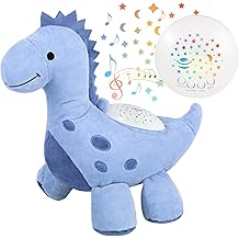 wiqins Baby Sleep Soother Cry Sensor Dinosaur Night Light Projector Baby Sound Machine Plush Stuffed Animal Toys for Boys Girls Pillow Ceiling for Toddler Lullabies &amp; White Noise Sound