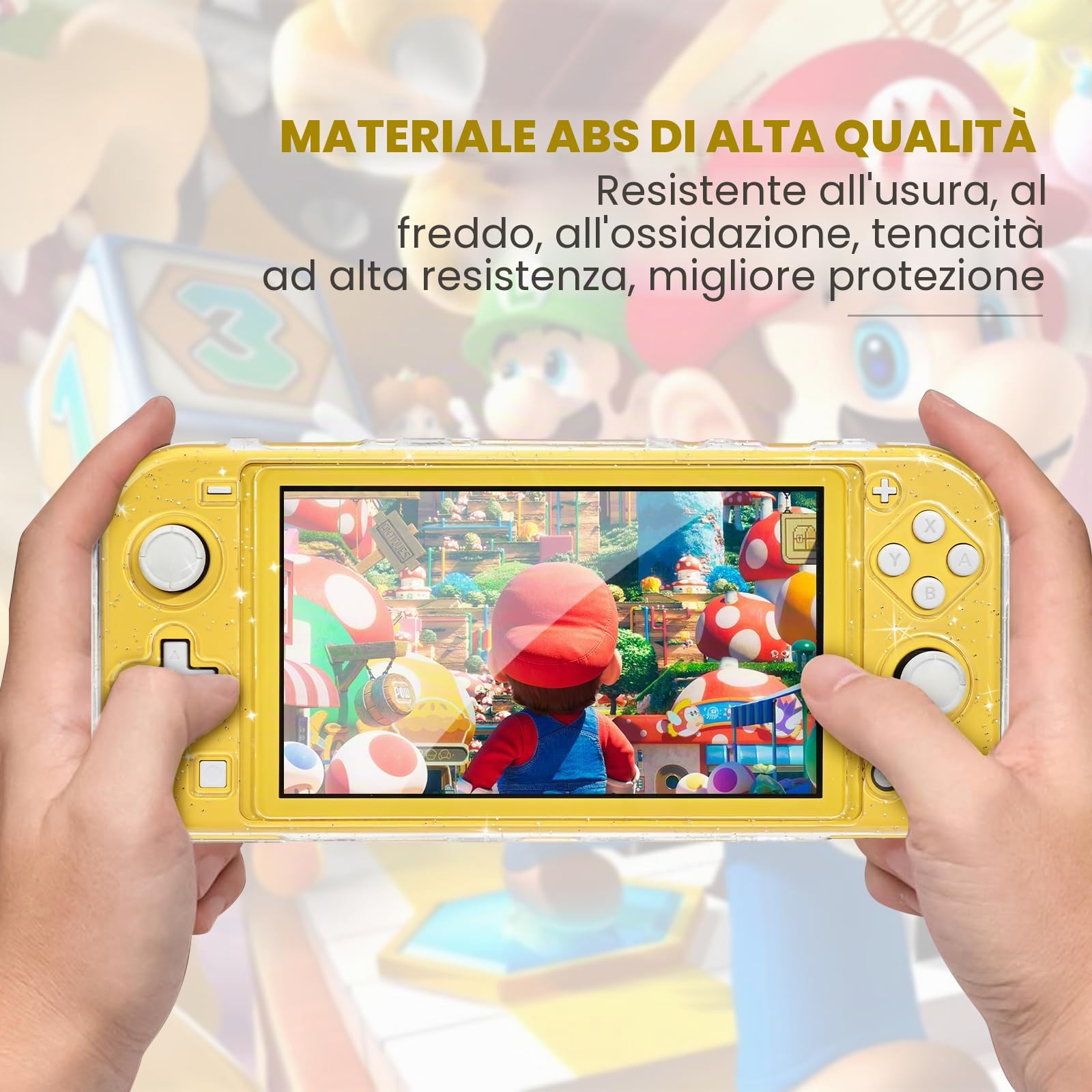 DLseego Custodia Protettiva per Switch Lite, Clear Sparkle Full Wrap Protector Cover Case Anti Scratch Design Hard PC Shell Compatibile con Switch Lite, Trasparente Cristallo