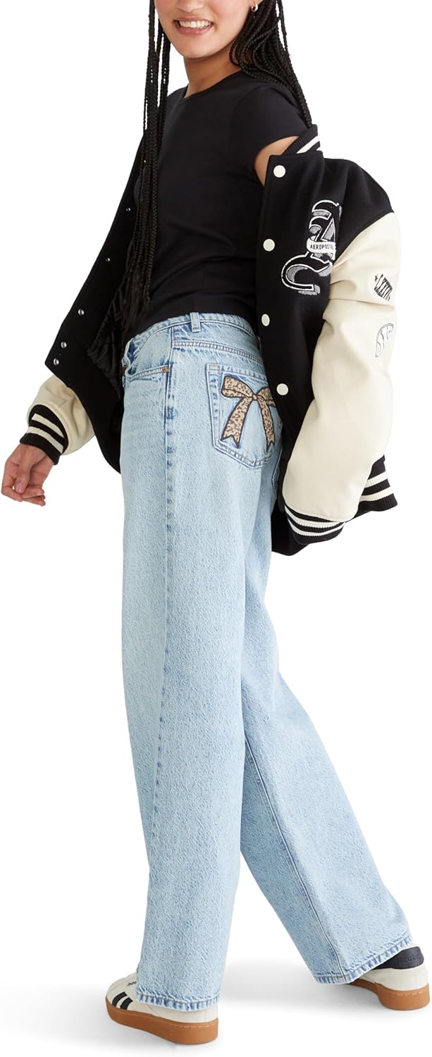 Aeropostale Womens Low-Rise Baggy Wide Leg Bow Pocket Jean - Image 5