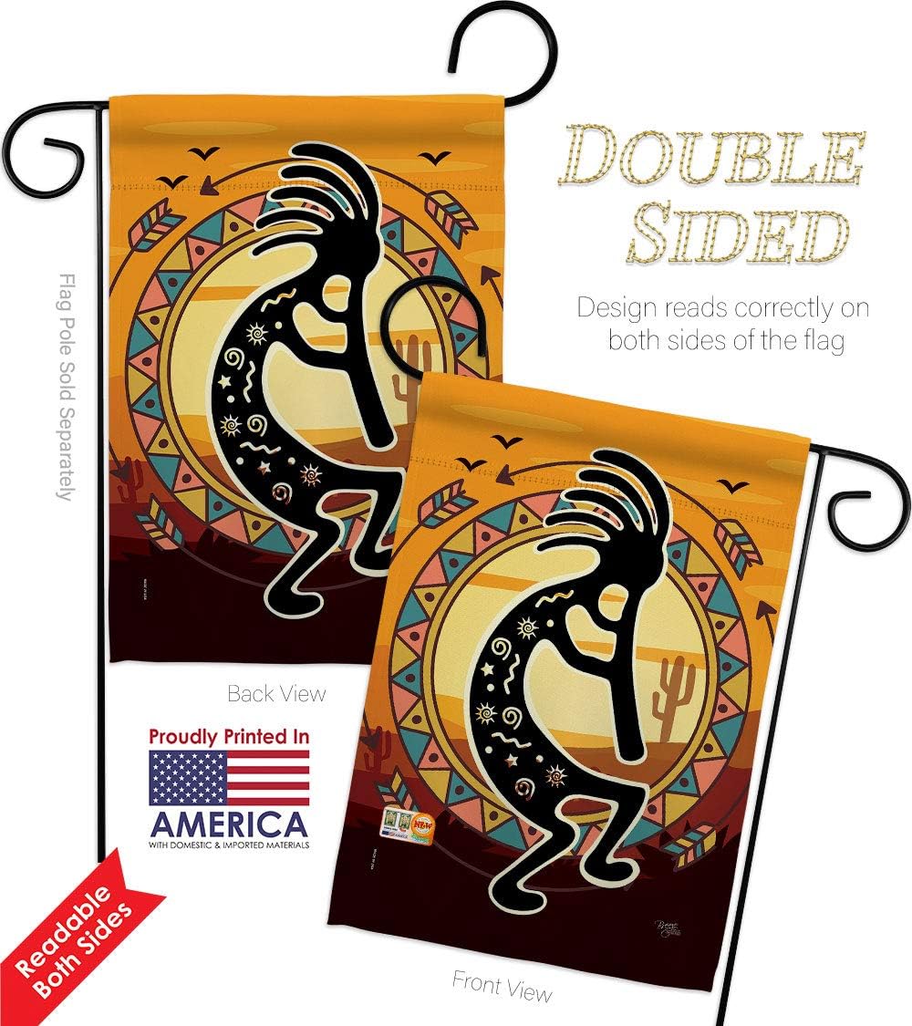 Kokopelli Playing Flute Garden Flag Set Wall Holder Country Living Southwest Desert Cactus Succulent Particular Area Small Decorative Gift Yard House Banner Double-Sided Made In USA 13 X 18.5