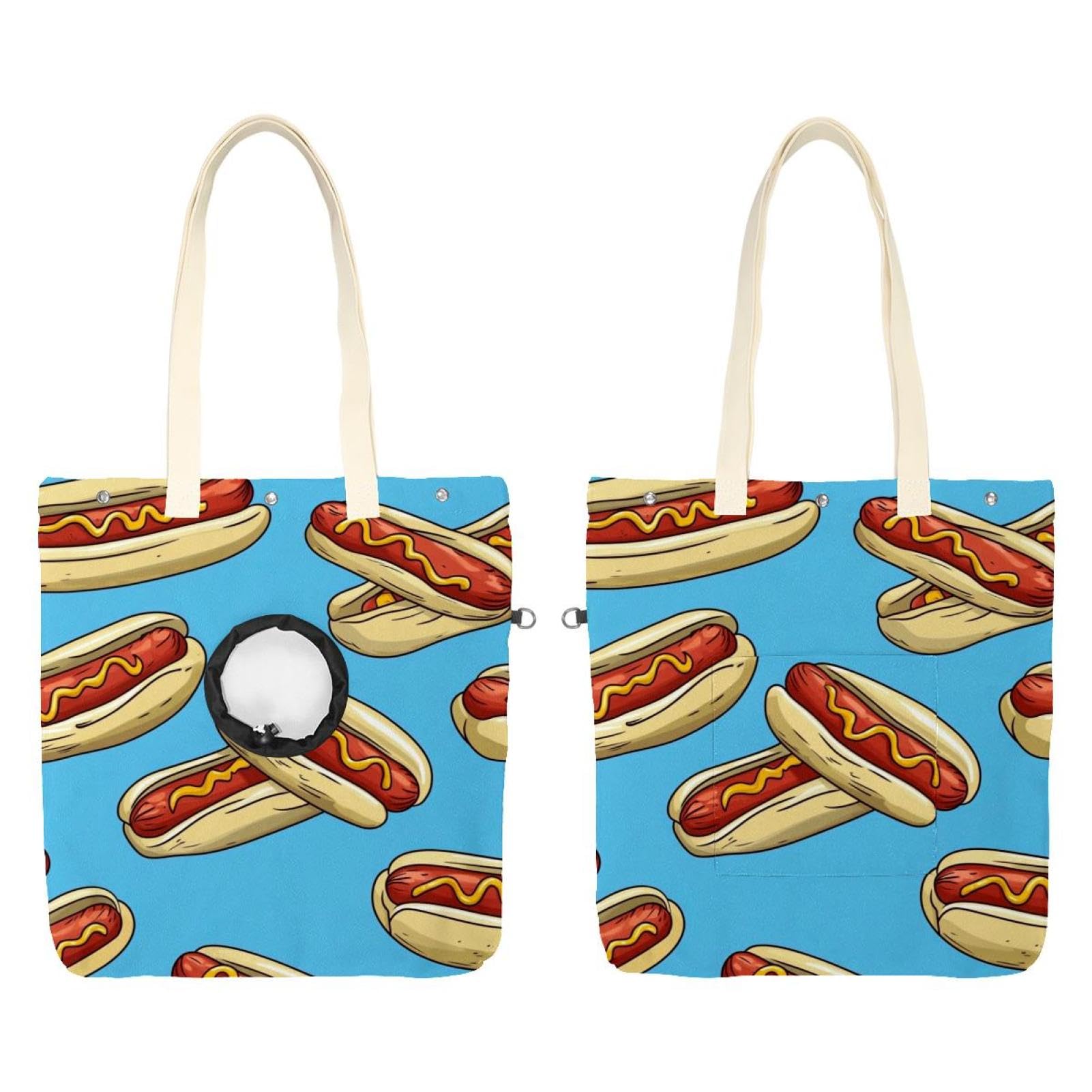 Sac à bandoulière pour chat Hot Dog - Sac fourre-tout transport petits animaux en toile