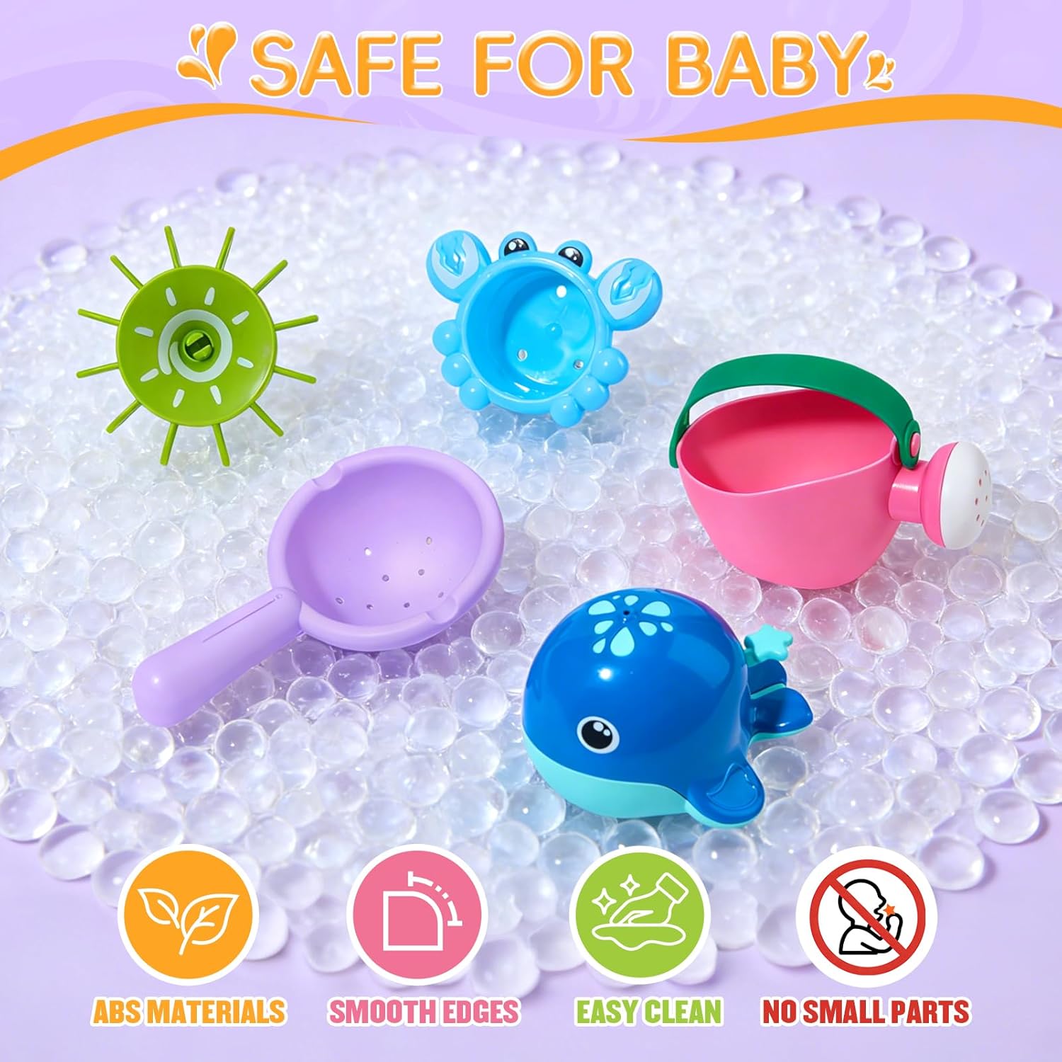 Mold Free Bath Toys | Easy Clean & Fun Baby Bath Toys for Kids Ages 1-3 | Watering Can Bath Cups Water Wheel Whale Bath Toy for Babies 12+ Months | Bathtub Pool Water Toys for 1+ Year Old Girl Gifts