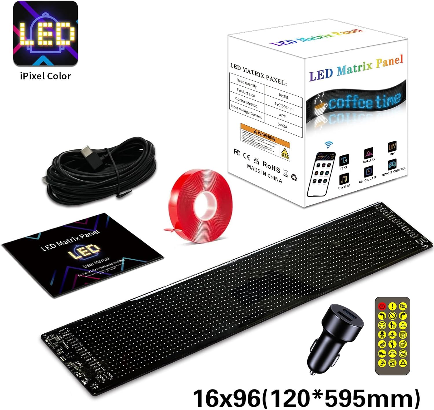 Devil Eyes Light, 1pcs 23.42''x4.72'' Programmable LED Display for Car, Scrolling Led Light Sign for Car Window, Led Eyes for Windshield with APP Control and Remote Controller