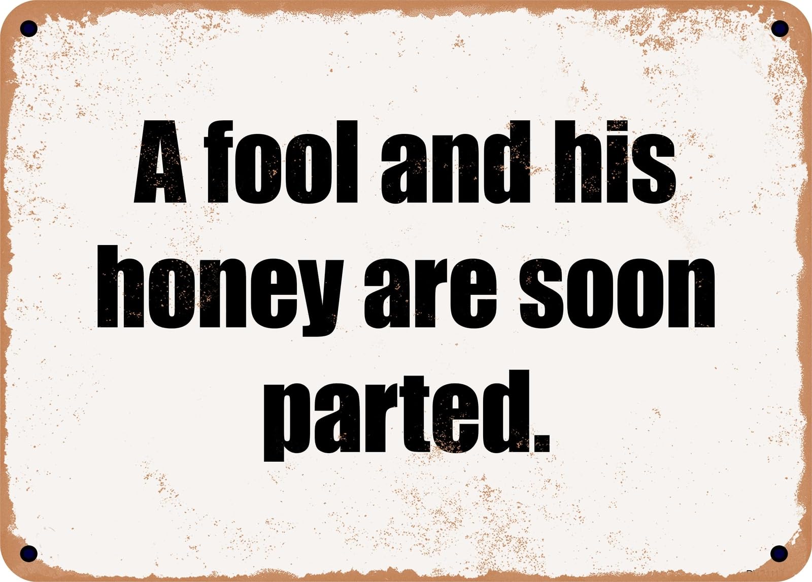 Miaomansenstore Metal Sign - A Fool And His Honey Are Soon Parted Home Decor