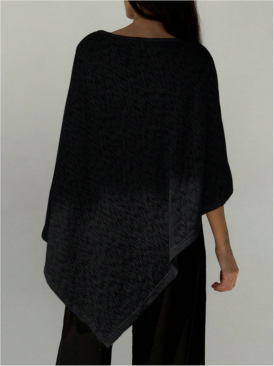 MakeMeChic Ponchos for Women Sheer Poncho Sweater Shawl Wraps Coverup - Image 2