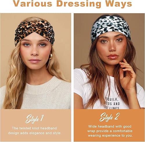 Vista 20 de TERSE Diademas extra anchas para mujer, para deporte, yoga, entrenamiento, turbante, diadema a la moda, antideslizante