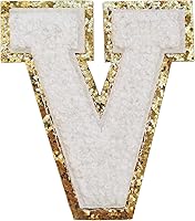 Vista 109 de SPRT - Parches de letras de chenilla universitaria con purpurina, parche de letras blancas para planchar con letras del alfabeto para disfraz