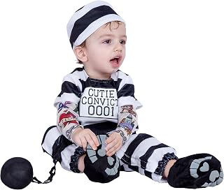 Spooktacular Creations Halloween Baby Prisoner Costume with Tattoo Sleeves, Prisoner Costume Toddler for Infant Dressup Party