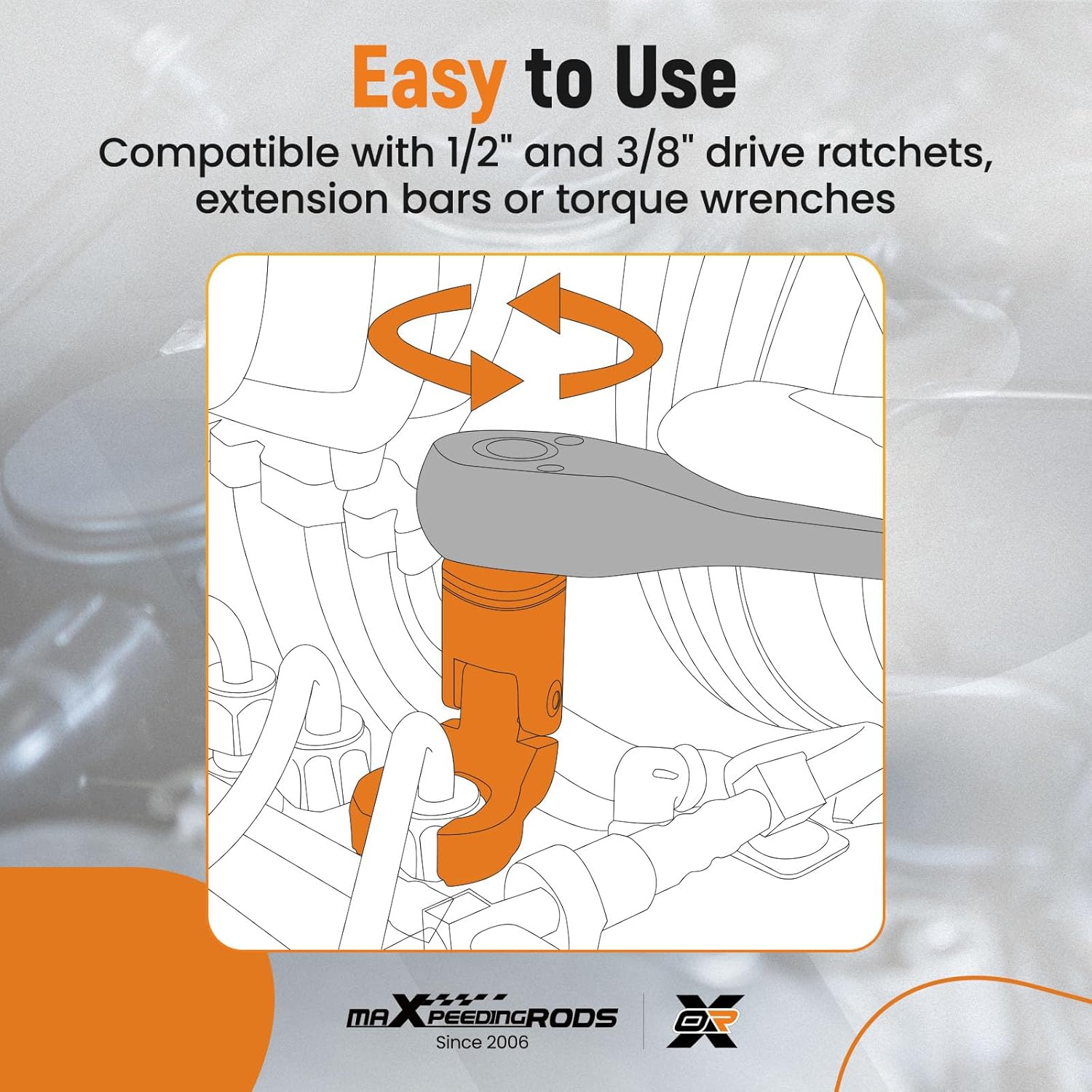 maXpeedingrods 8PCS 3/8" & 1/2" Head Crows Flare Nut Wrench Socket Foot Line Wrench Set Injector Fuel Line Crowfoot Flare Nut Wrench Size 12 14 16 17 18 19 mm With Extension Bar