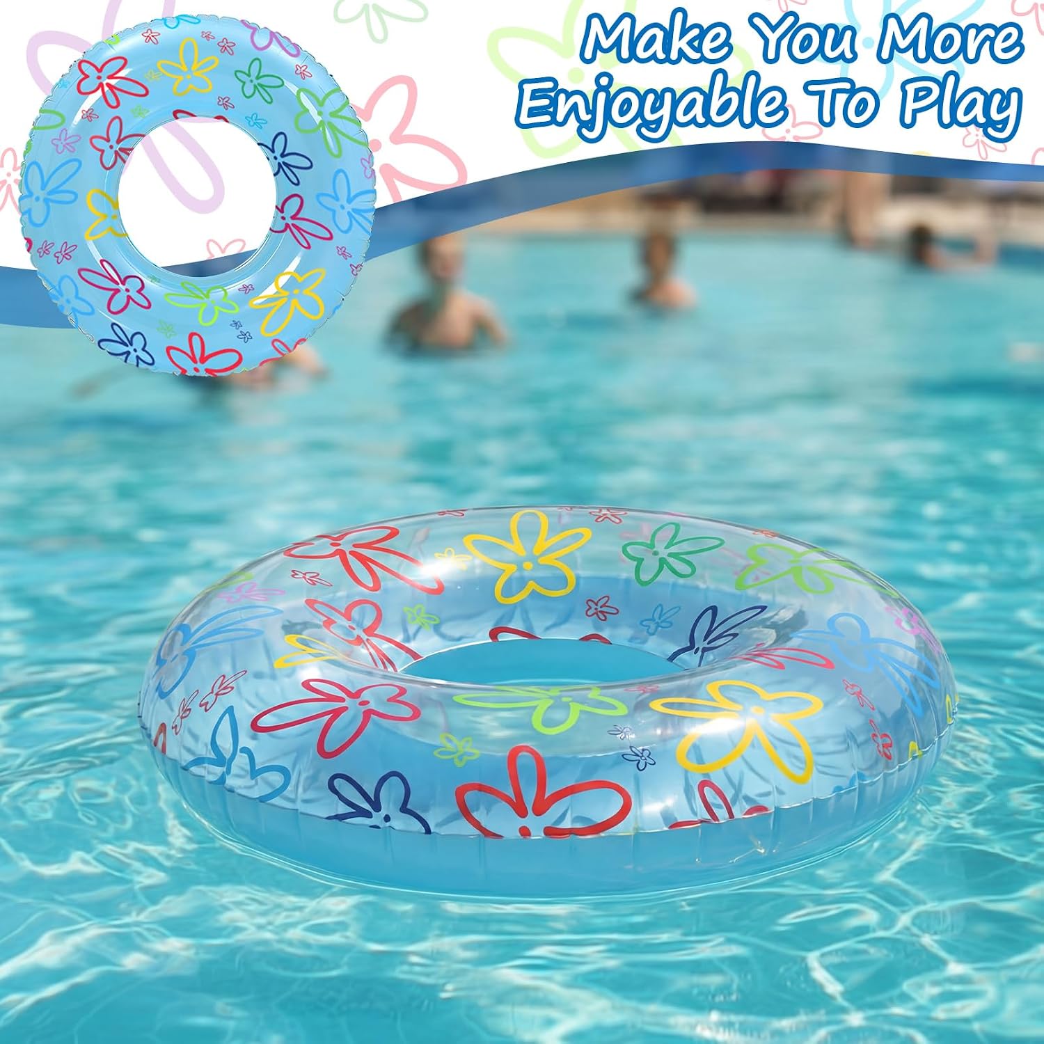 12 Pack 23.6 Inches Colorful Inflatable Pool Floats Summer Pool Tubes Durable Swim Rings for Swimming Party image 2