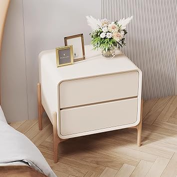 Lefedrasticity Bedroom Nightstand White Night Stand with Drawers Bedside Table with Solid Wood Legs Bed Side Tables with Smooth Rails Modern Style Easy to Assemble for Bedroom Living Room Hallway
