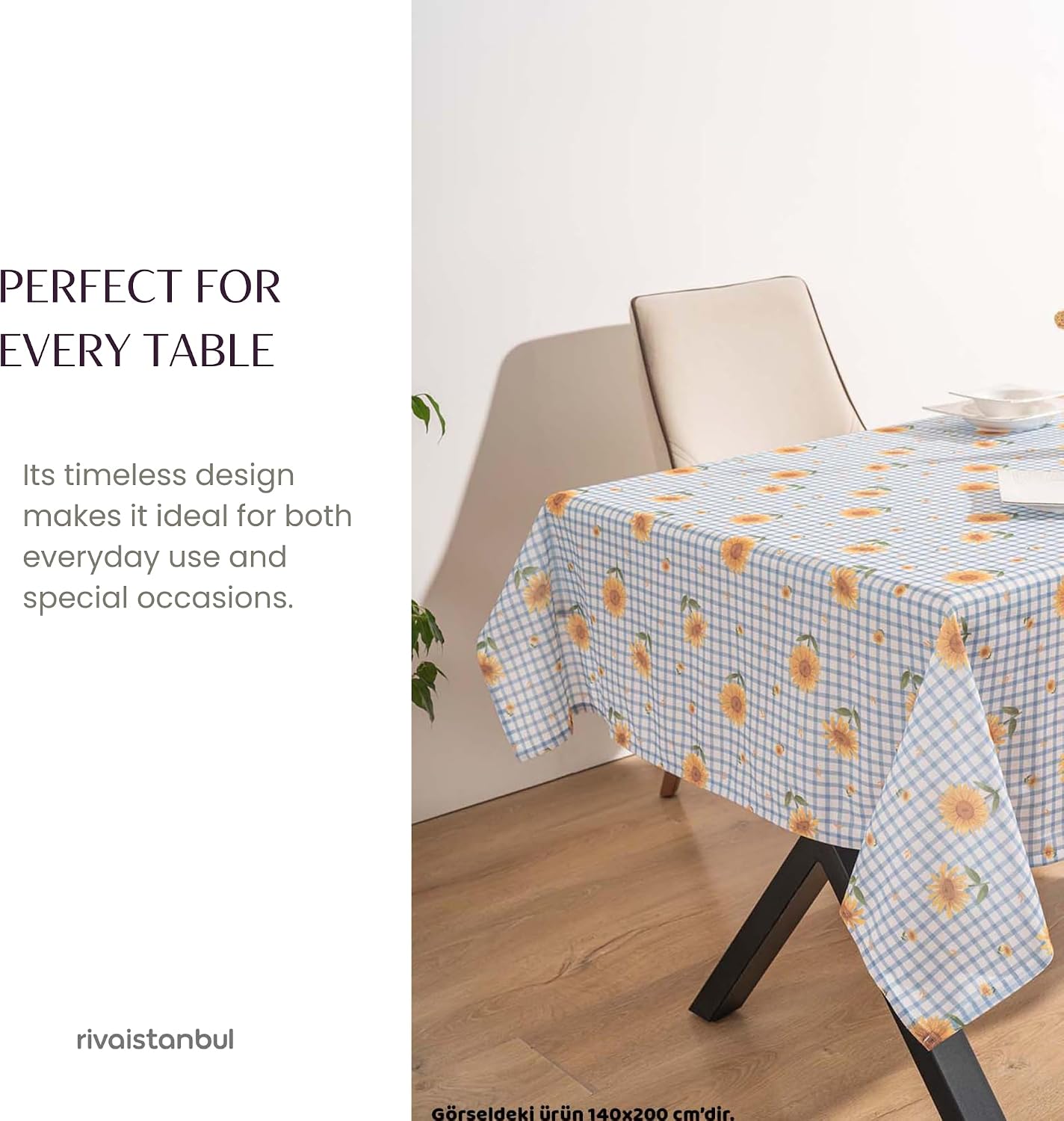 Rectangular & Round Tablecloth for Dining & Picnic | Botanical Print Fabric Table Cover for Indoor Outdoor Tables | Durable Table Cloth for Kitchen, Parties, Holidays & Everyday Use