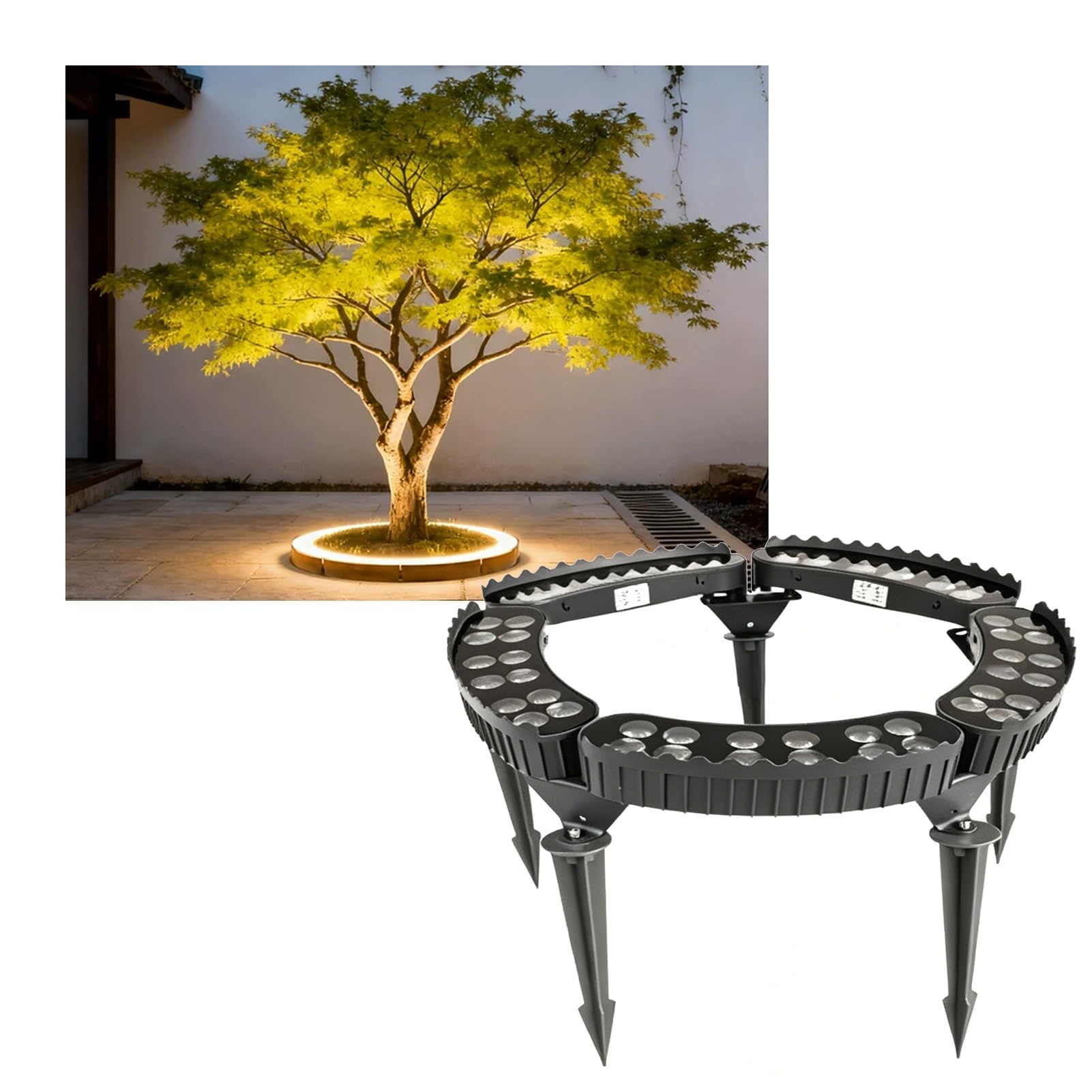 KPHYMOD LED Ring Tree Lights Outdoor, IP65 Waterproof Tree Up Lights with Ground Stake, Landscape Spotlights for Yard Garden Pathway Patio(RGB,5 Packs)