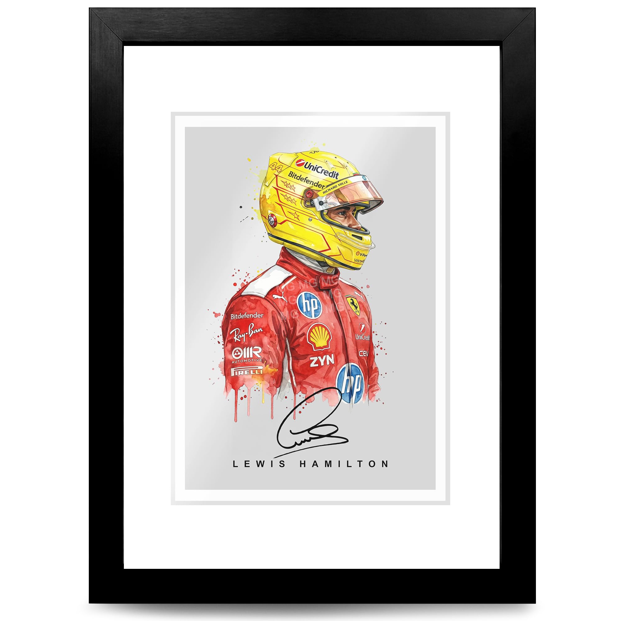 Mounted Gifts Trading Lewis Hamilton 2026, A4 Framed (Black Frame) Lewis Hamilton 2026 Signed Helmet Photo Poster Print Autograph Framed Memorabilia Ferrari F1 Gift (Lewis Hamilton 2026, A4 Framed (Black Frame))