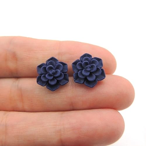 Vista 38 de Hypoallergenic Succulent Earrings for Sensitive Ears (Blue/Grey, Pure Titanium)