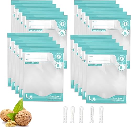 Miniatura 12 de 31 PIEZAS Sellador Eléctrico al Vacío, Bolsas Sous Vide, Mini Sellador al Vacío Portátil con 20 Bolsas Reutilizables para Conservar Alimentos, 4