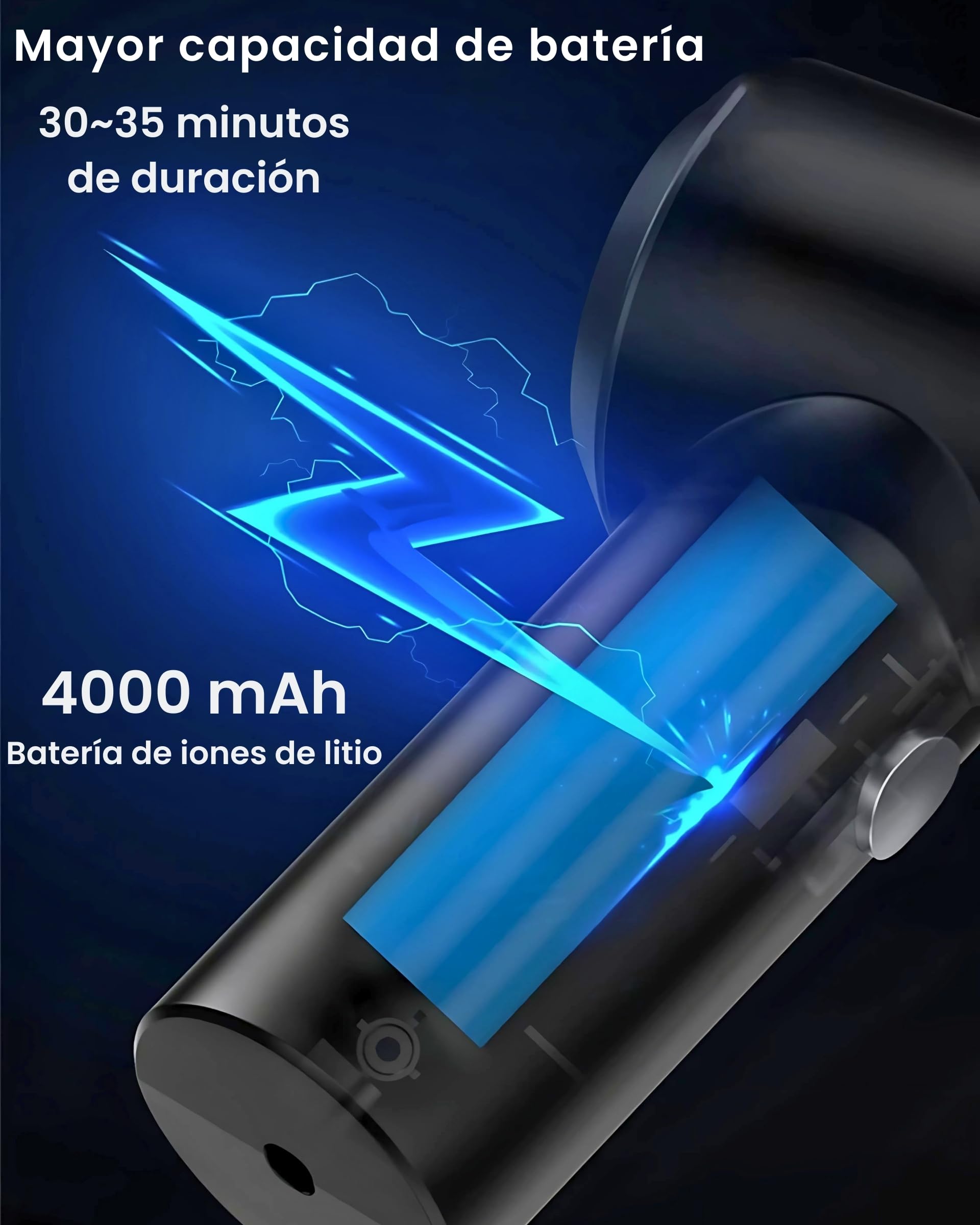 Aspirador de coche potente portatil sin cables, aspirador y soplador, Cargador de coche inluido, Filtro HEPA Lavable, 9000PA,4000mah, USB C, Soplador de aire para PC, Aspirador de coche inalámbrico.