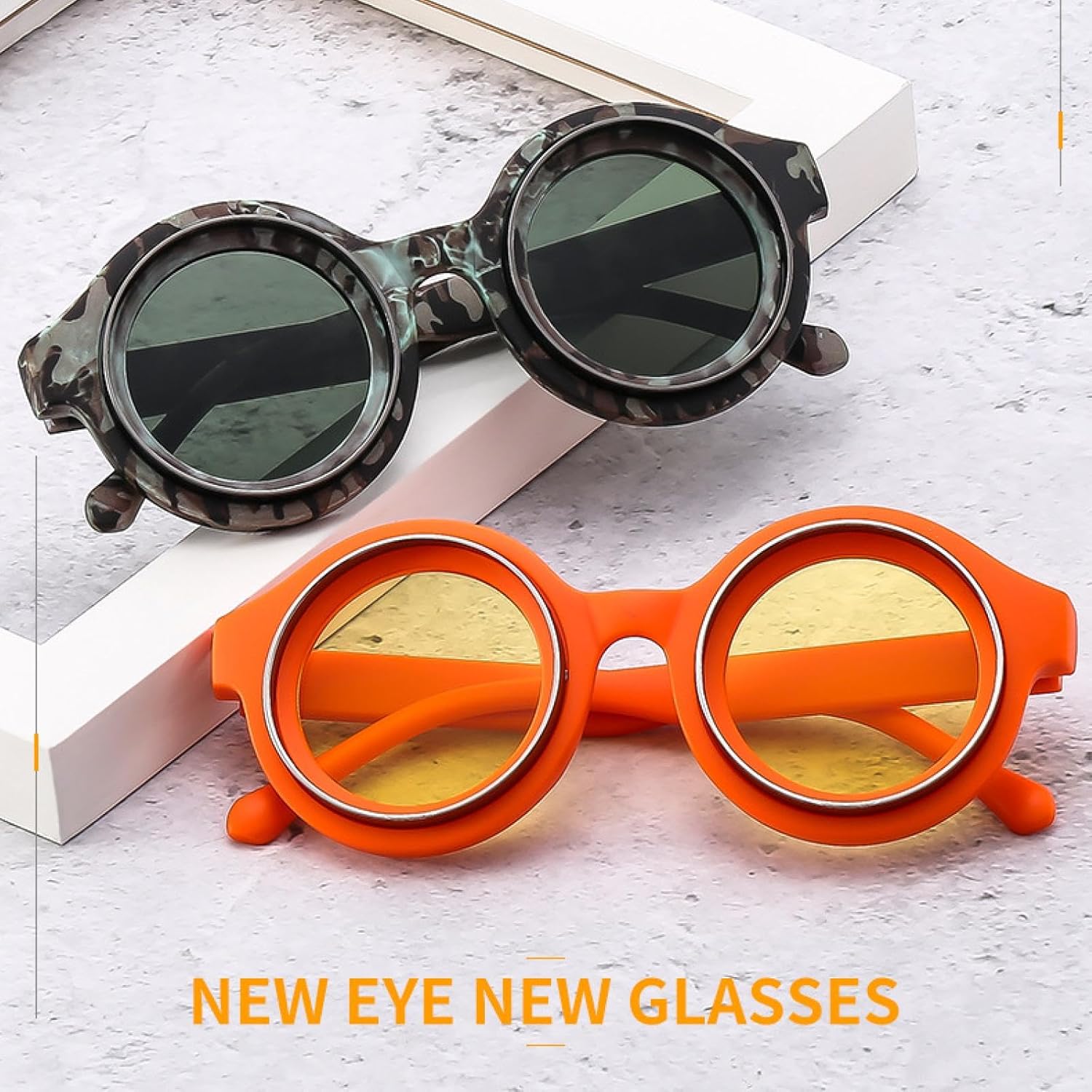 JUJNTNT Retro Sonnenbrille Damen Herren - UV400 Schutz Quadratisch