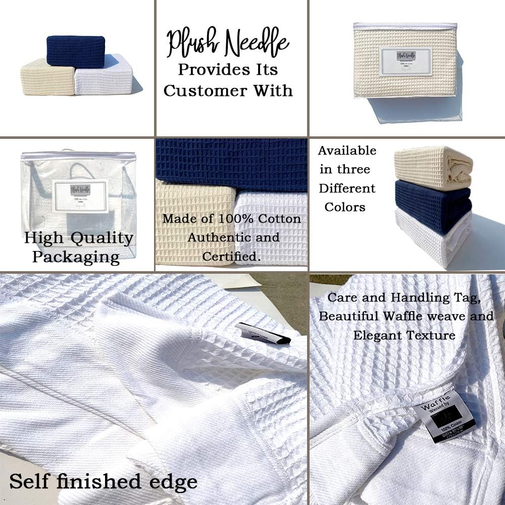 100% Soft Cotton Thermal Waffle Weave Throw Blankets - Size Queen (90 x 90), Navy