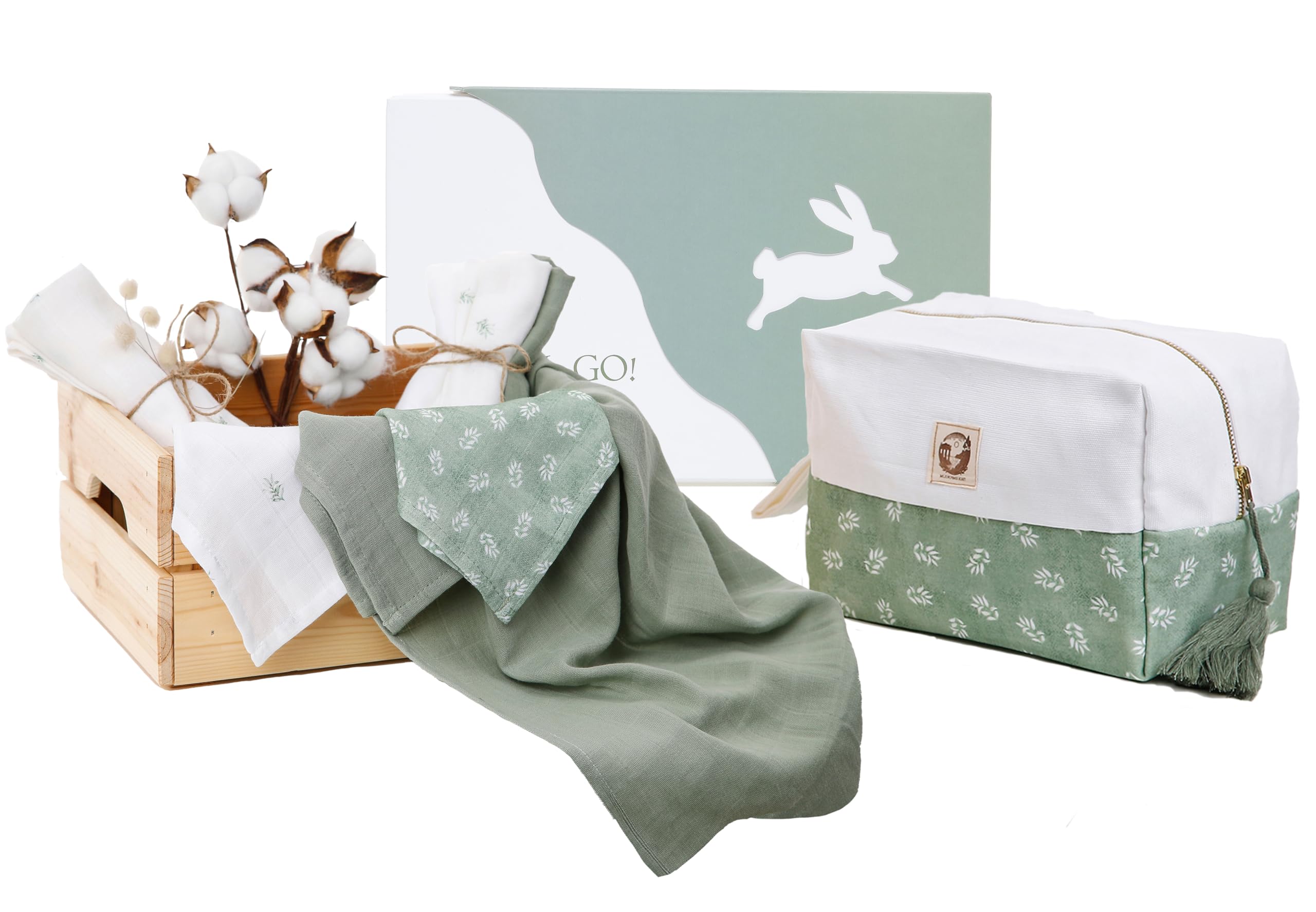 TEOS EMPORIUM 4,3,2,1,GO! - 100% Organic Muslin Cotton, Sage Green, 0 - 12 months - Image 2
