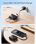 Kuulaa Banque d'électricité pour iPhone 5000mAh Prise de foudre intégrée Mini Banque d'électricité avec LED Affichage, charge rapide USB-C Entrée, Compact Travel Battery Pack Compatible avec iPhone 14/13/12/11 - noir