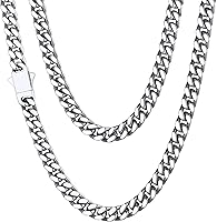 ChainsHouse Men's Stainless Steel Cuban Link Chain Necklace - 18K Gold/Black Plated, No Tarnish, 5-14mm Widths, 18-30" Hip Hop Jewelry w/Gift Box