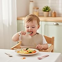 Vista 7 de Juego de utensilios de tenedores y cucharas para niños pequeños, cubiertos para bebés, tenedores y cucharas, 6 piezas, material de paja de trigo