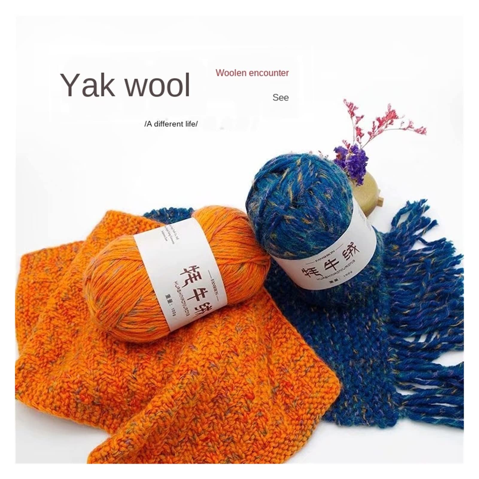 Echarpe de cheveux de 500g Yak, chapeau, aiguille, laine australienne, tricoté à la main et gros manteau gilet de laine chunky fils de laine fils de laine colorée (Color : 10 5 PCs)