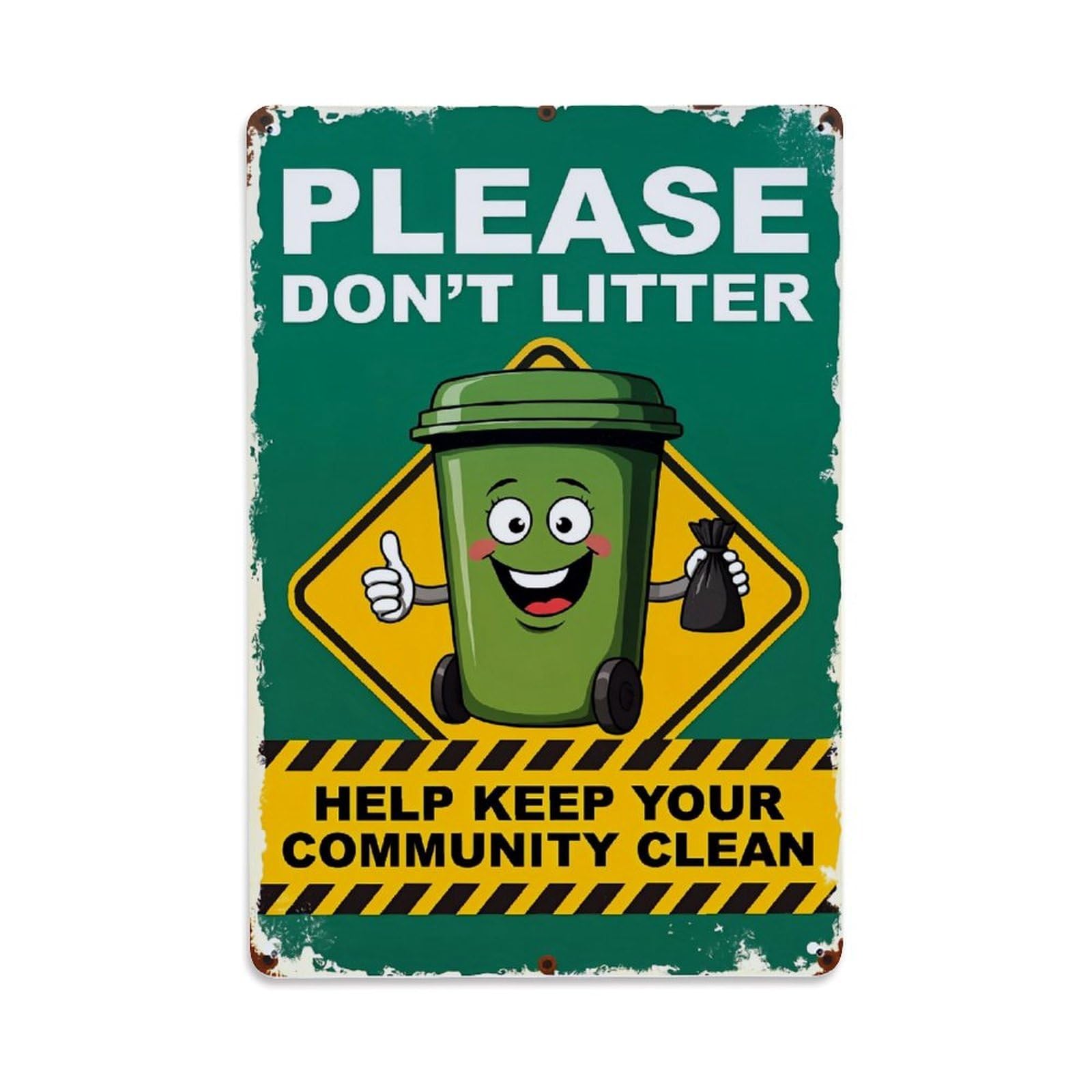 Jdfenggu Vintage Please Dont Litter Sign Retro Metal Tin Sign, Metal Poster For Bar, Home, Man Cave, Kitchen, Laundry Room Art Decor 8X12 Inch