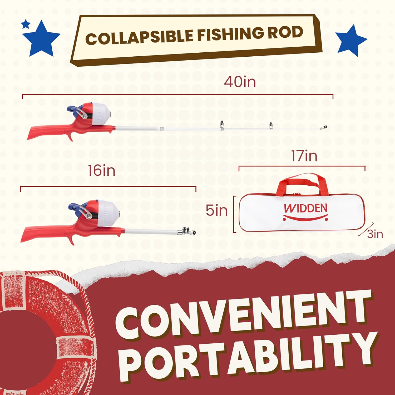 Kids Fishing Pole, Telescopic Fishing Rod, Toddler Collapsible Fishing Rod and Reel Combo with Tackle Box, Fishing Line, Bobber, and Soft Lures for Boy, Girl, Youth, Beginner, Over 4 Years Old