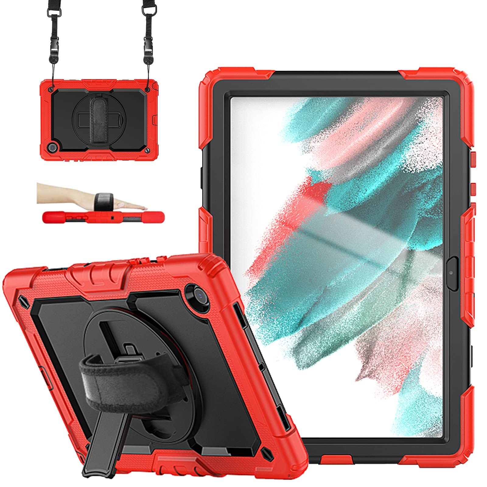 FS FANSONG for Samsung Galaxy Tab A8 10.5 Inch Case 2022(SM-X200/X205/X207) Kids,Heavy Duty Shockproof Tablet Cover with Screen Protector,360°Rotating