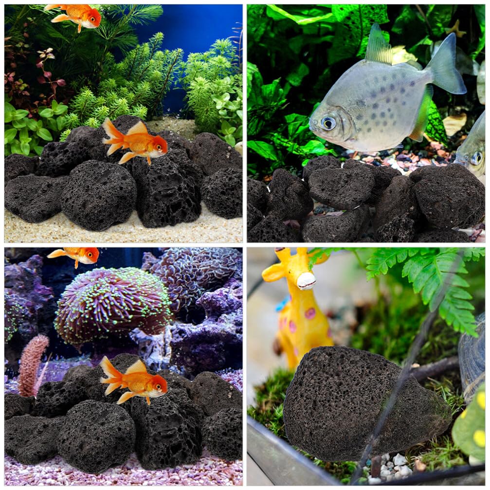 Yardwe 4packungen Naturstein Deko Für Aquarien Und Pflanzen Packung Große Schwarze Vulkanische Steine Porös Und Atmungsaktiv Für Garten Und Aquarienlandschaften