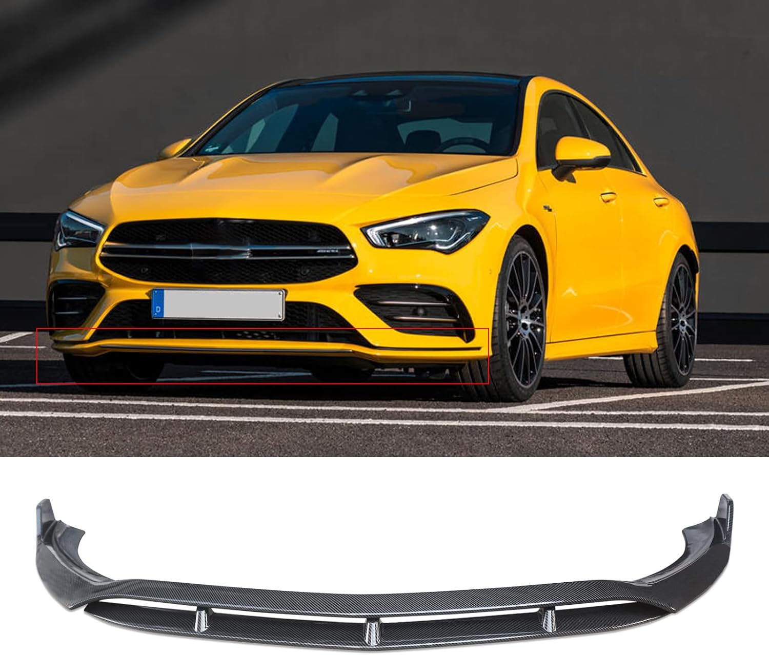 NINTE Front Bumper Lip Chin Spoiler for Mercedes Benz CLA Class 2020-2025 Sport B Style Carbon Fiber Coating Lower Splitter 2Pcs Front Bumper Lip Sopiler Wing