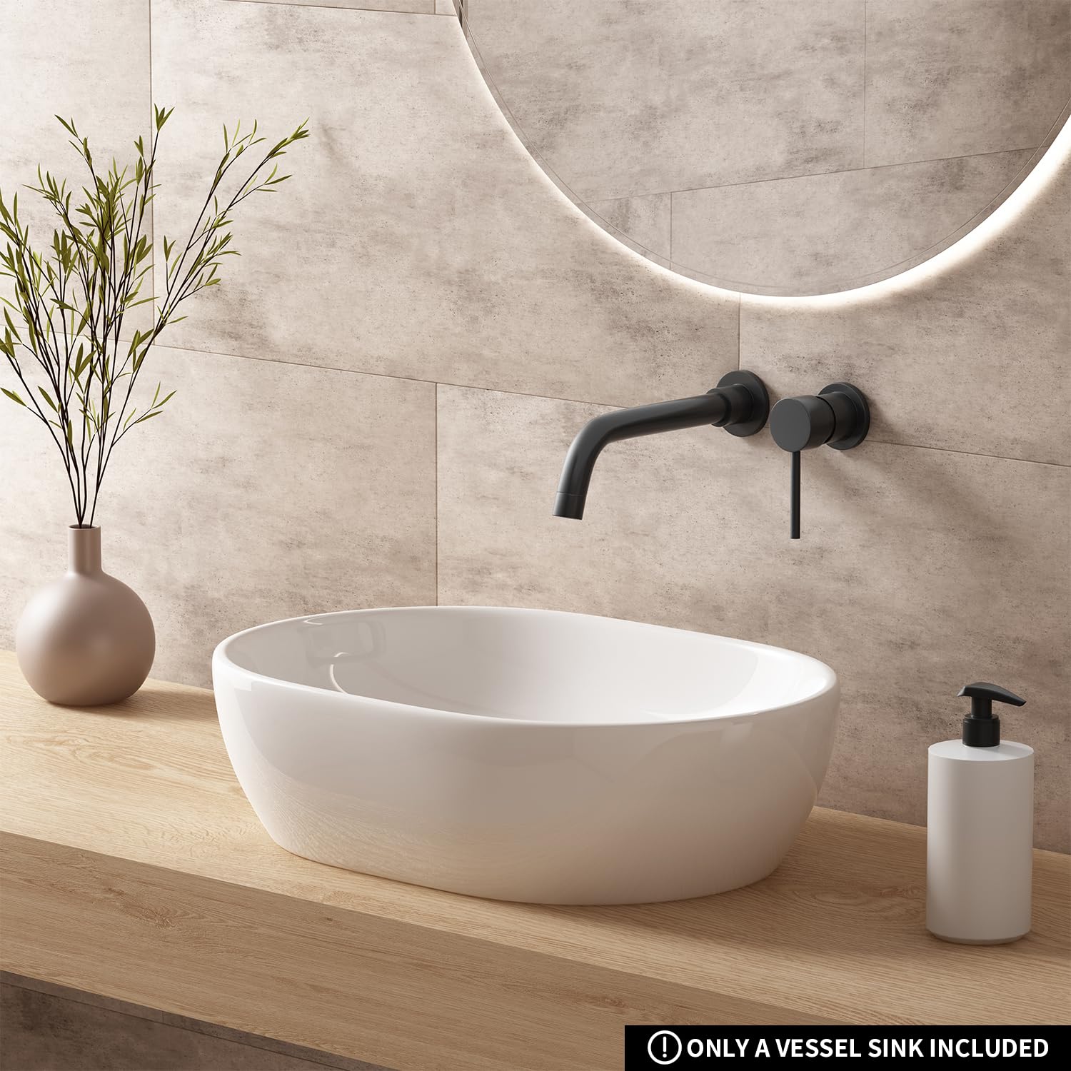 Fregaderos ovalados de 19 x 14 pulgadas para baño, lavamanos de porcelana blanca de cerámica para baño, fregadero moderno de encimera, lavabo de tocador, lavabo artístico