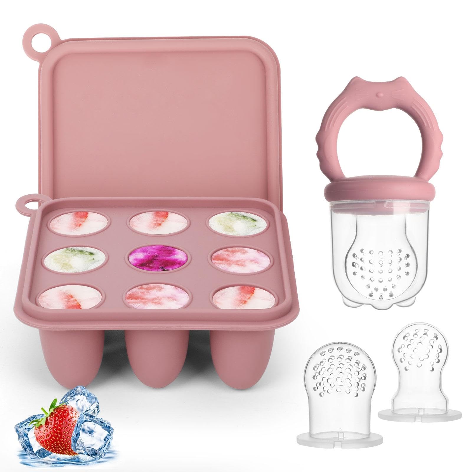 Baby Fruit Feeder & Freezer Tray, Teething Dummy, 3 Silicone Teats, 4M+