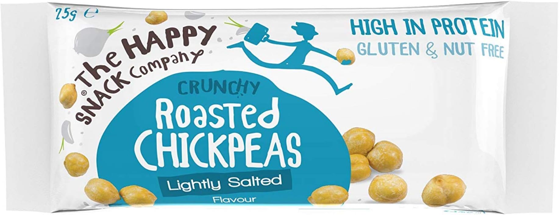 The Happy Snack Company Roasted Chickpeas, Lightly Salted flavour Healthy Snack, High Protein, Nut and Gluten Free, Tasty Snacks, Vegan, 96 Cals, 25g Portion, Trial Pack of 3