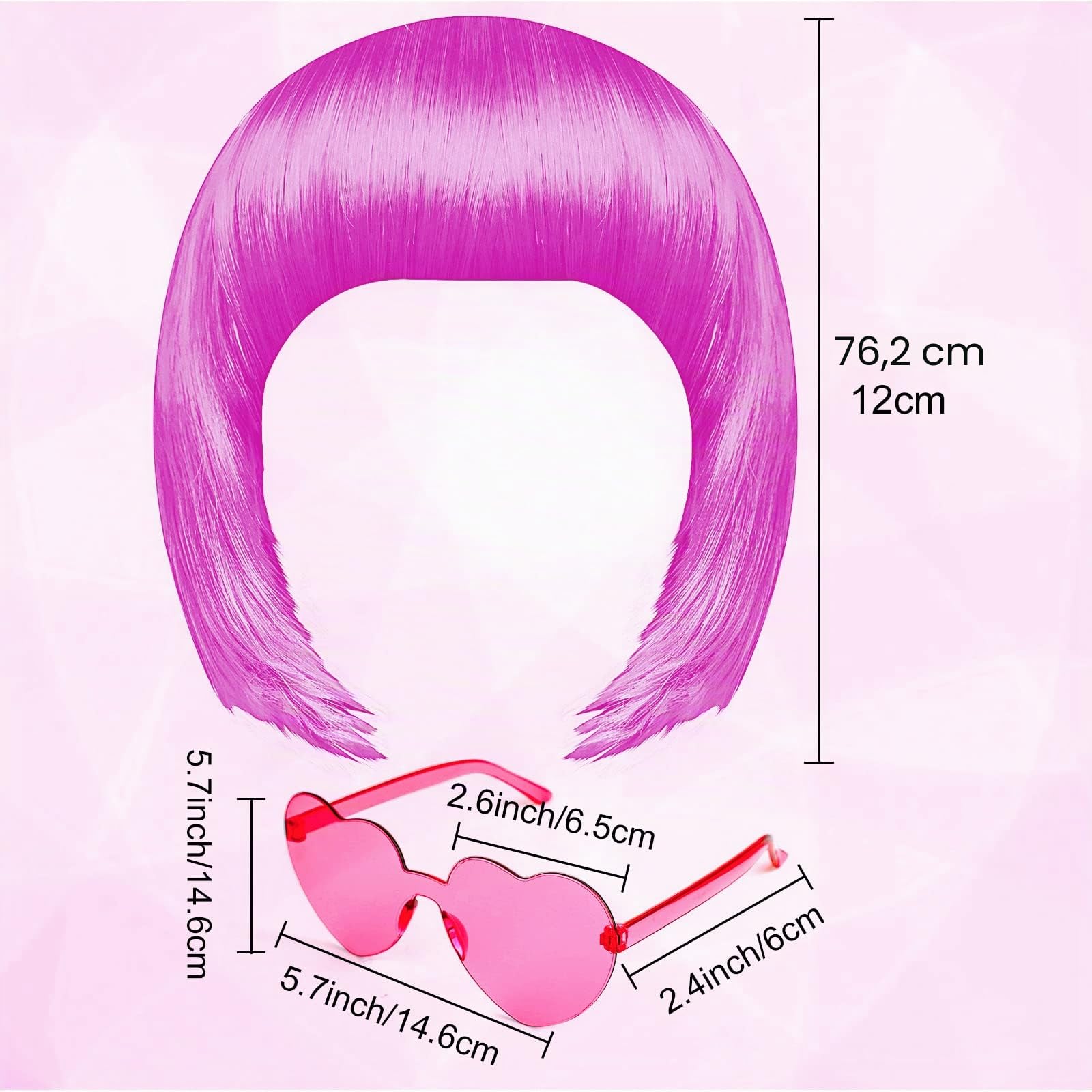 24 Pezzi Breve Bob Parrucche Occhiali da Sole Colorati Diritti Parti di Capelli Flip per Donne