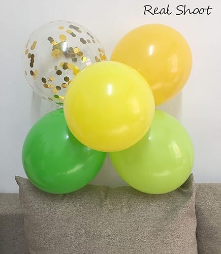 Miniatura 5 de Globos surtidos de 12 pulgadas con confeti amarillo y dorado para decoración de fiesta, cumpleaños de niños (verde + confeti dorado)