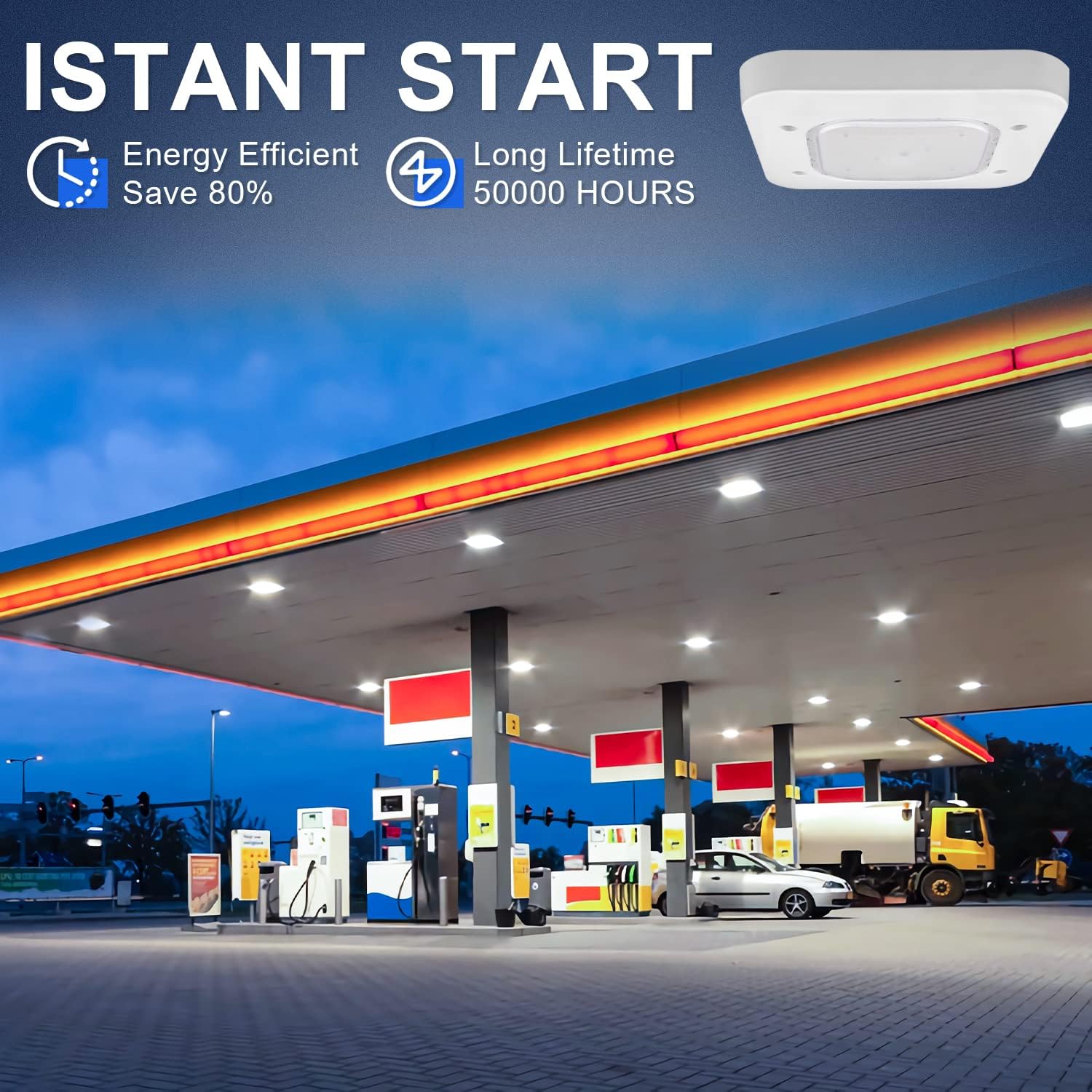 OSTEK LED Canopy Light 150W, 20250Lm, 5700K Daylight, IP65 Waterproof, Outdoor LED High Bay Light for Gas Stations, Parking Garages, Subways, AC100-277V, DLC & UL Listed (1 Pack)