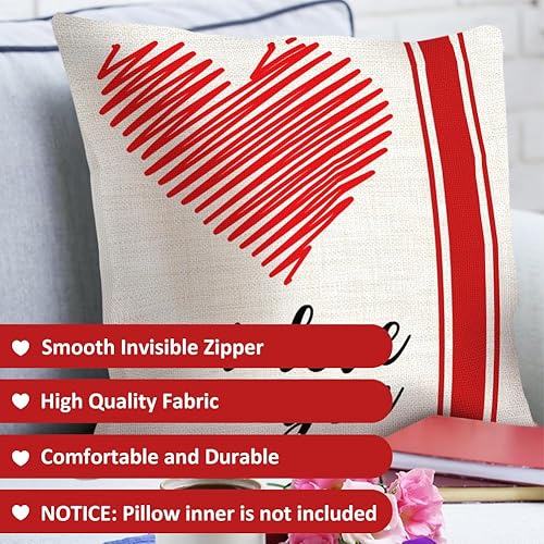 Miniatura 4 de Labeol Fundas de almohada para el día de San Valentín, 18 x 18 pulgadas, juego de 4 fundas de almohada para decoración del día de San Valentín,