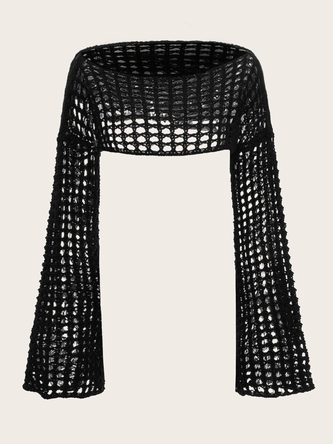 WDIRARA Women's Crochet Crop Tops Shrugs Y2k Hollow Out Sweater Knit Crochet Long Sleeve Crop Tops - Image 3